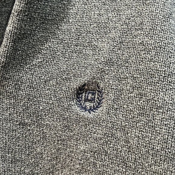 Chaps Mens Medium Grey 1/4 Zip Pullover Knit Sweater - Picture 3 of 9